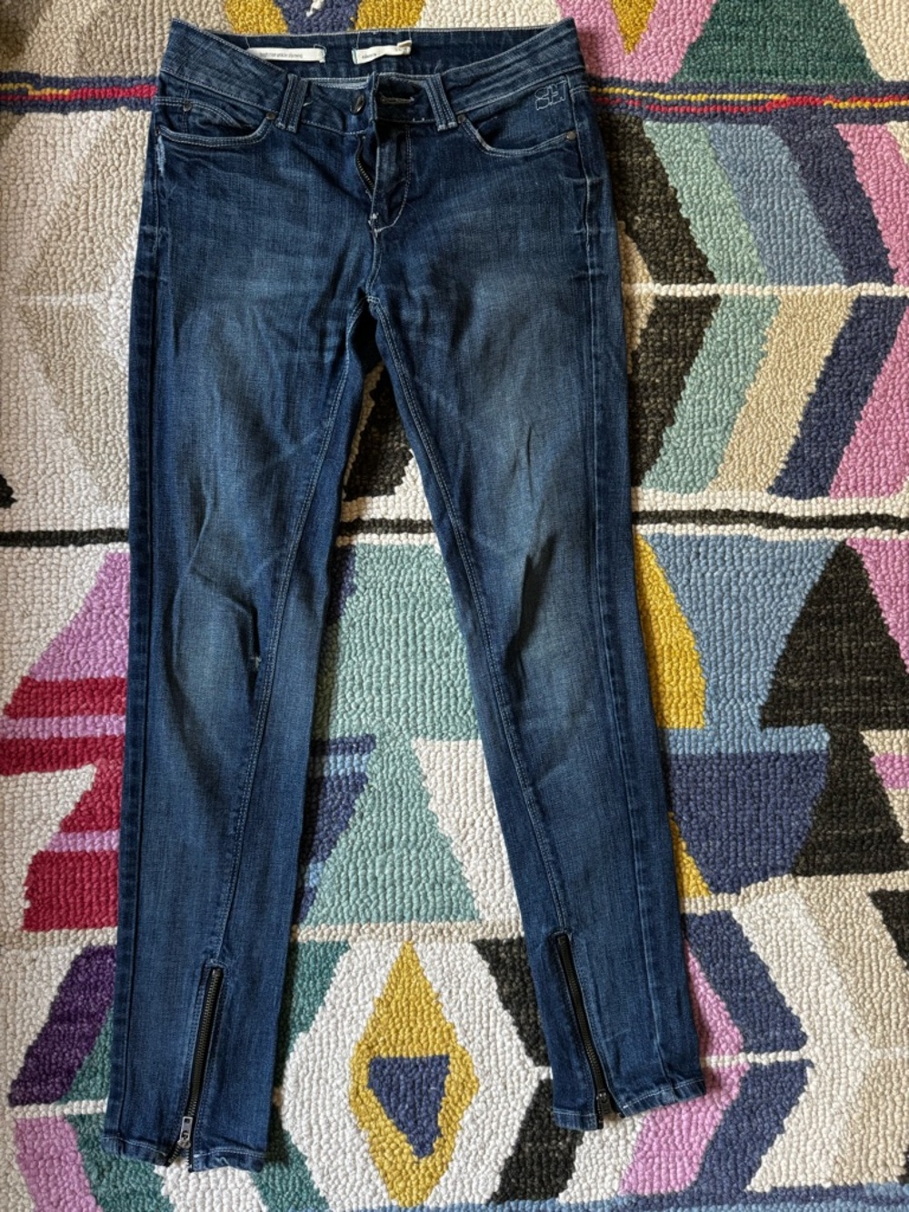 silence + noise Dark Blue Skinny Jeans with Ankle Zips